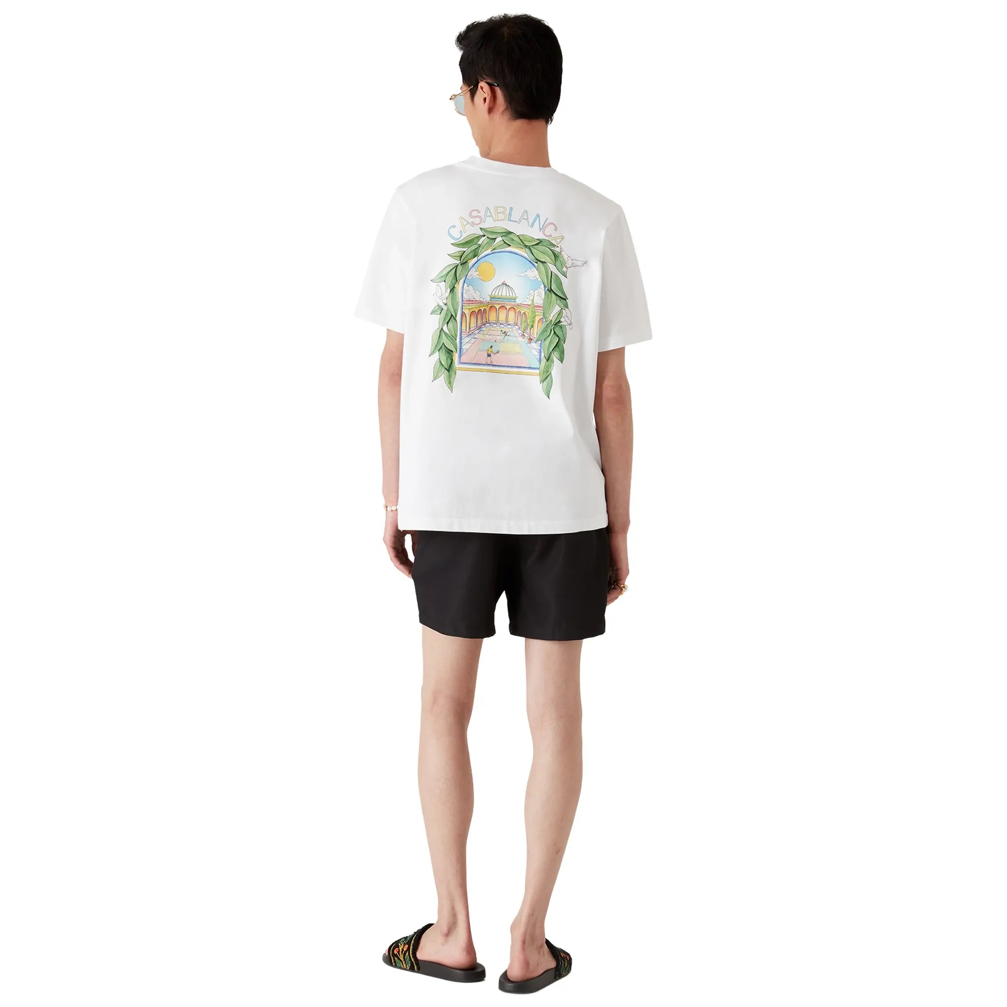 Back View of Casablanca L'Arche Tennis Club Graphic White T Shirt